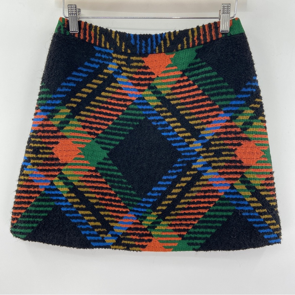 Alice + Olivia Mini Skirt Wool Mohair Blend Lined Colorful Size 4